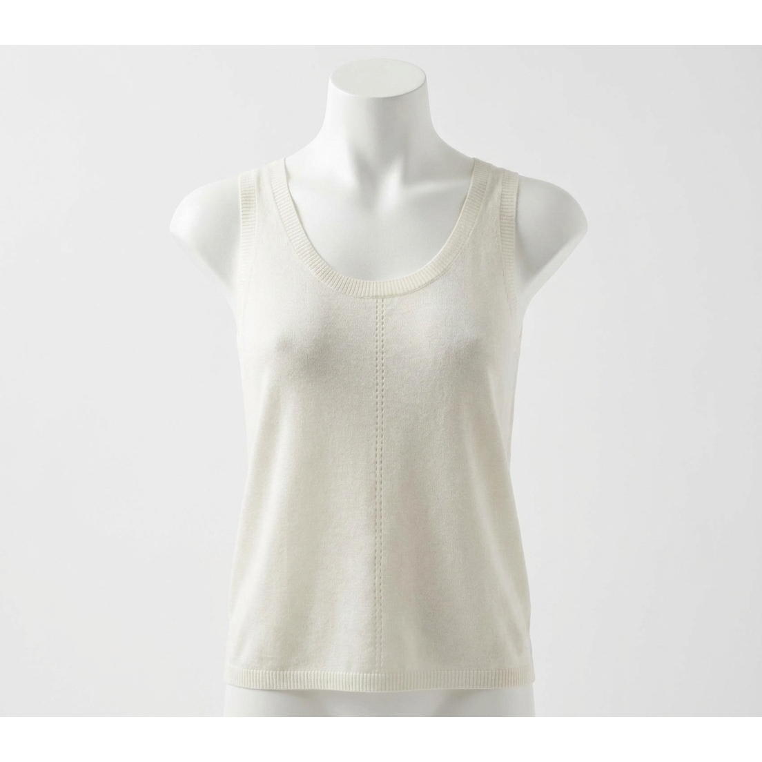 New Bella Dahl Sleeveless Scoop Neck Knit Tank In Off White